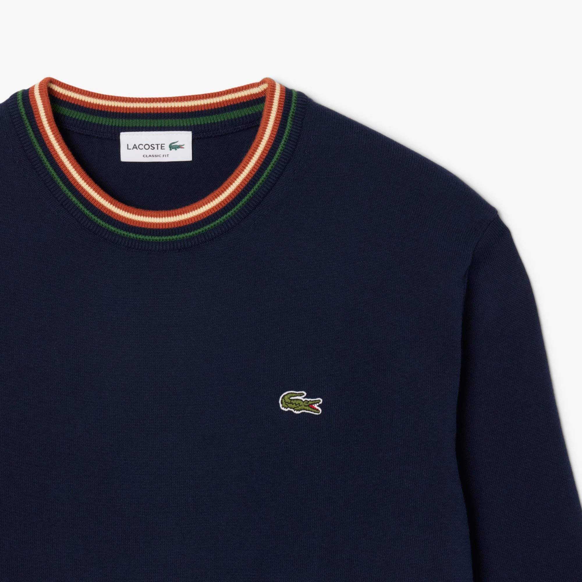 LACOSTE Pullover Uomo Cotone Righe-Blu Navy
