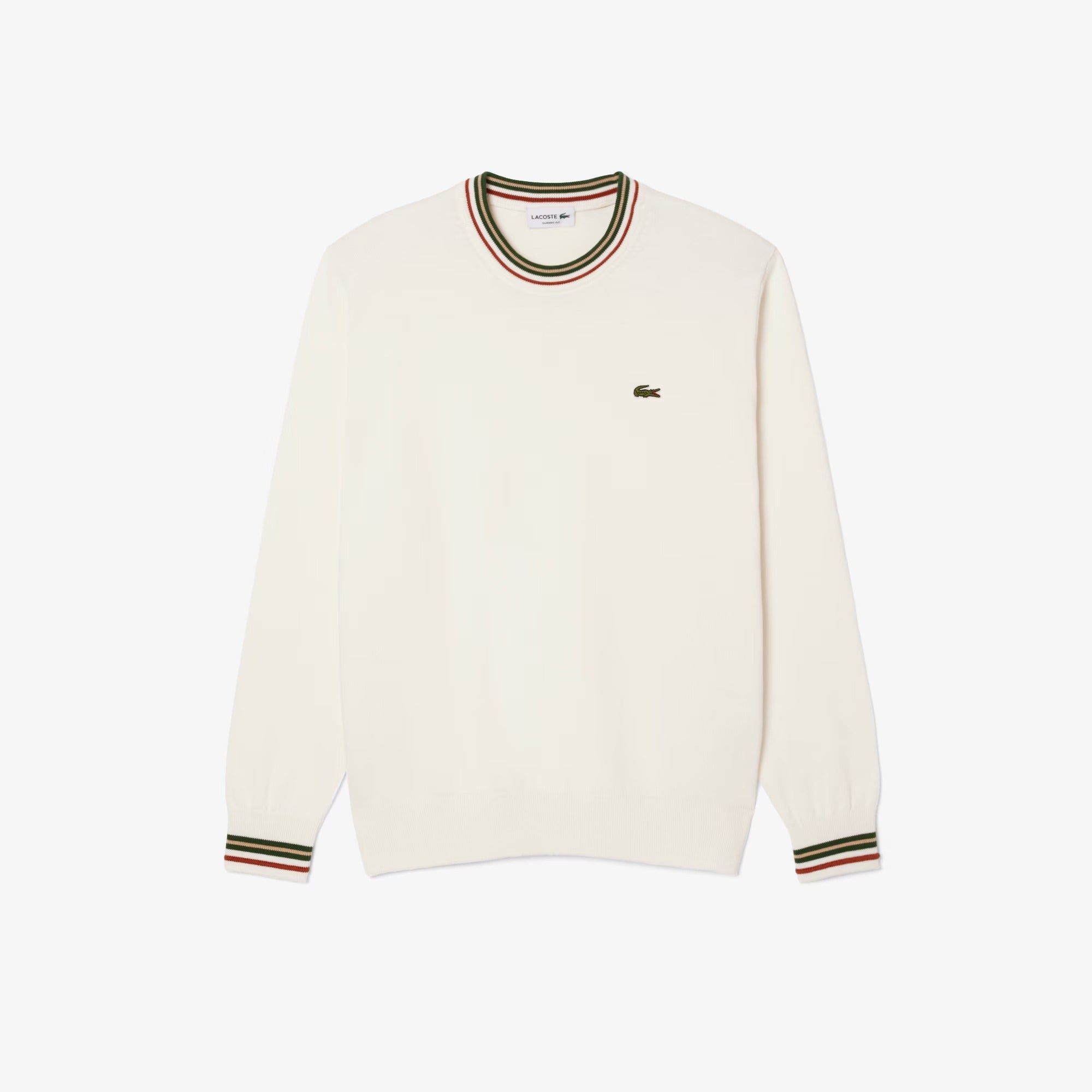 LACOSTE Pullover Uomo Cotone Righe-Bianco