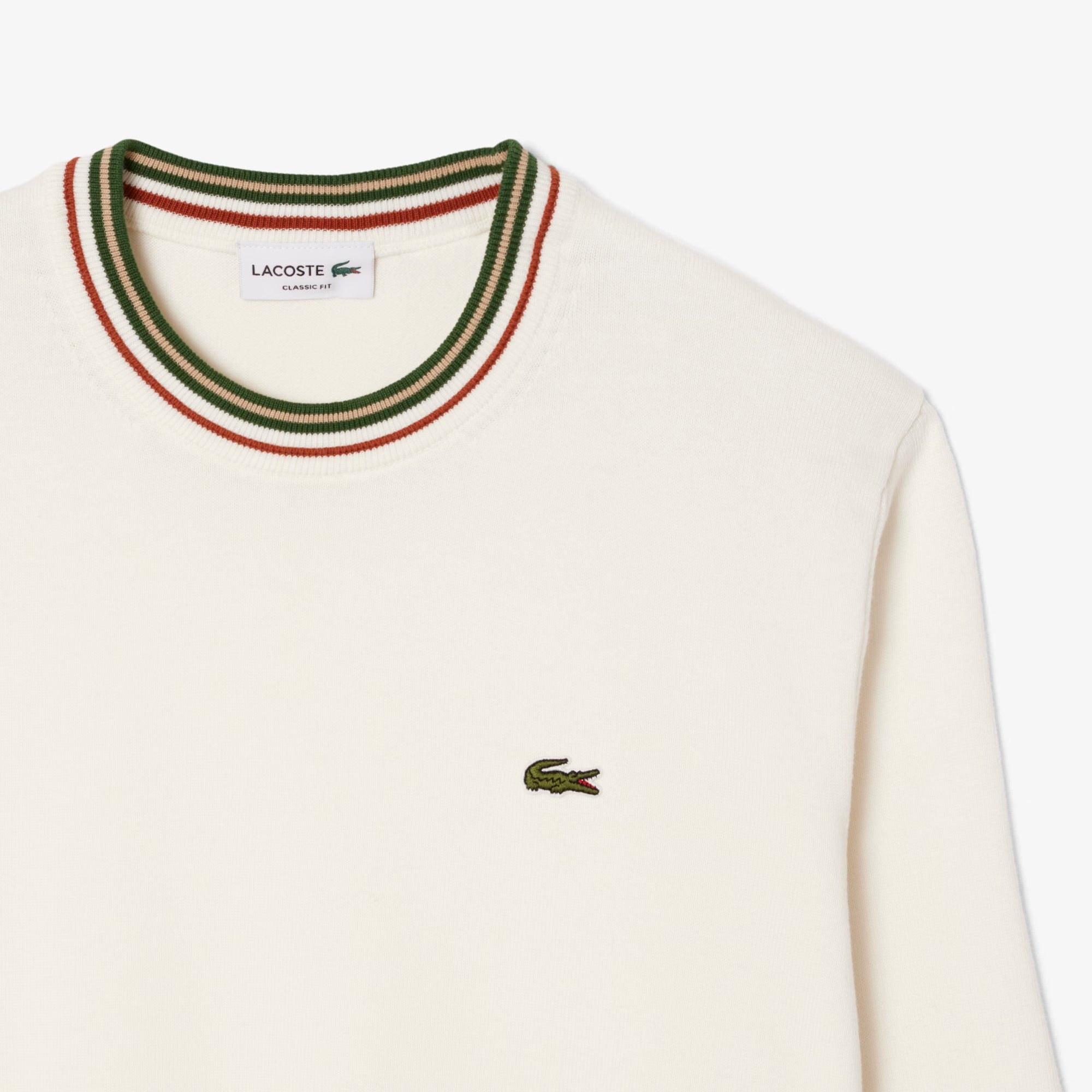 LACOSTE Pullover Uomo Cotone Righe-Bianco