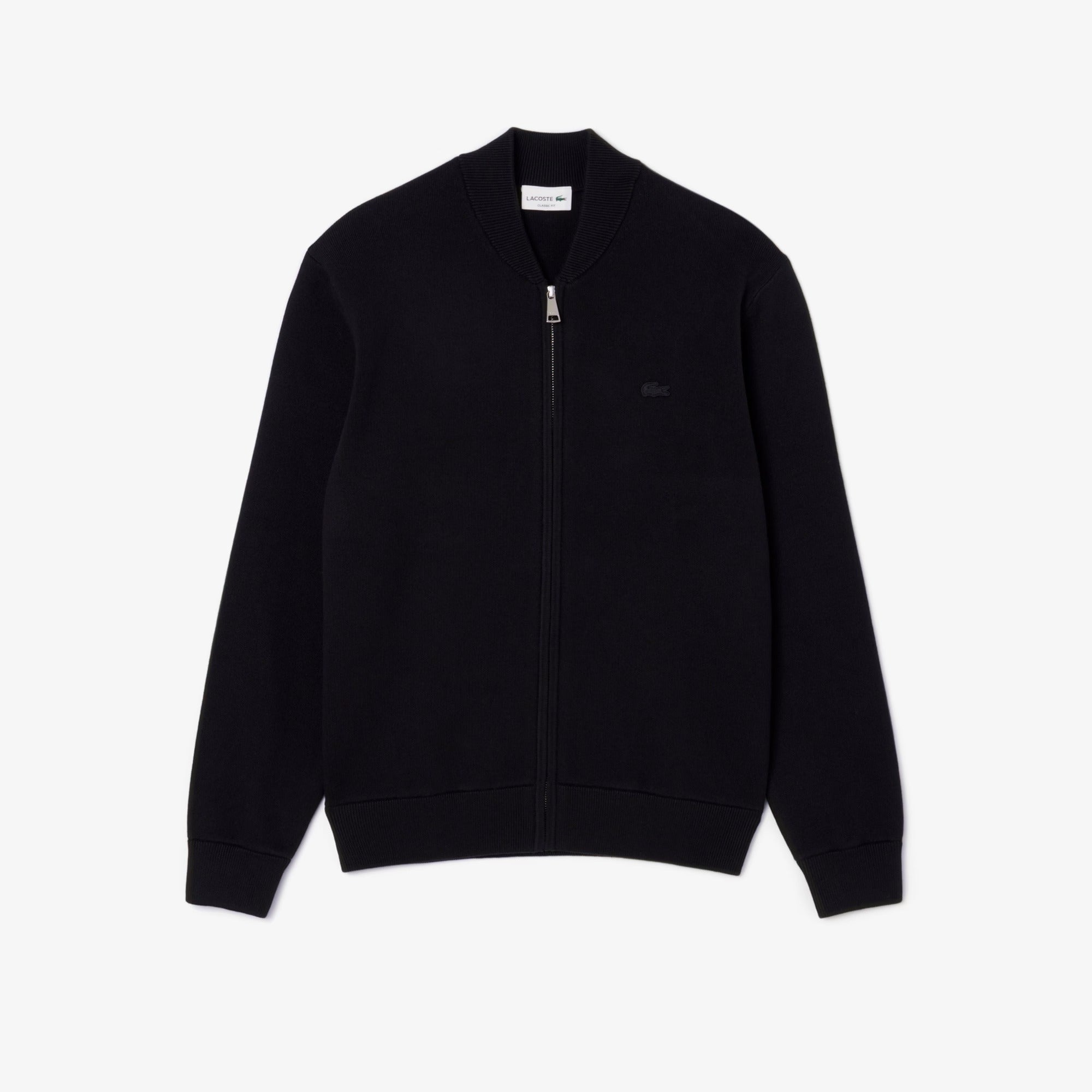 LACOSTE Pullover Uomo Cotone Lana Zip-Nero