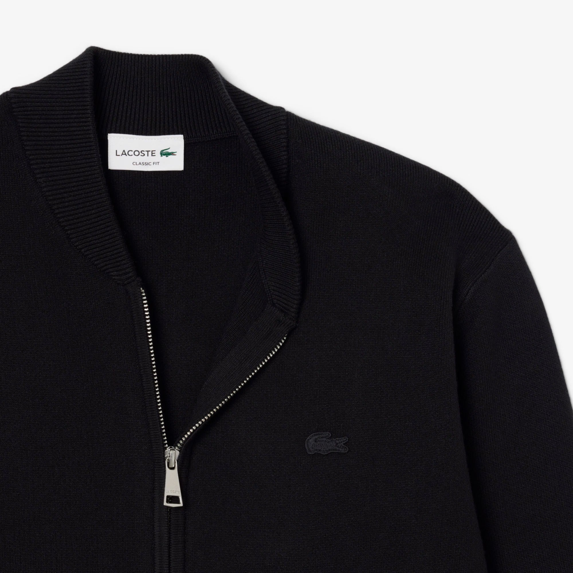 LACOSTE Pullover Uomo Cotone Lana Zip-Nero