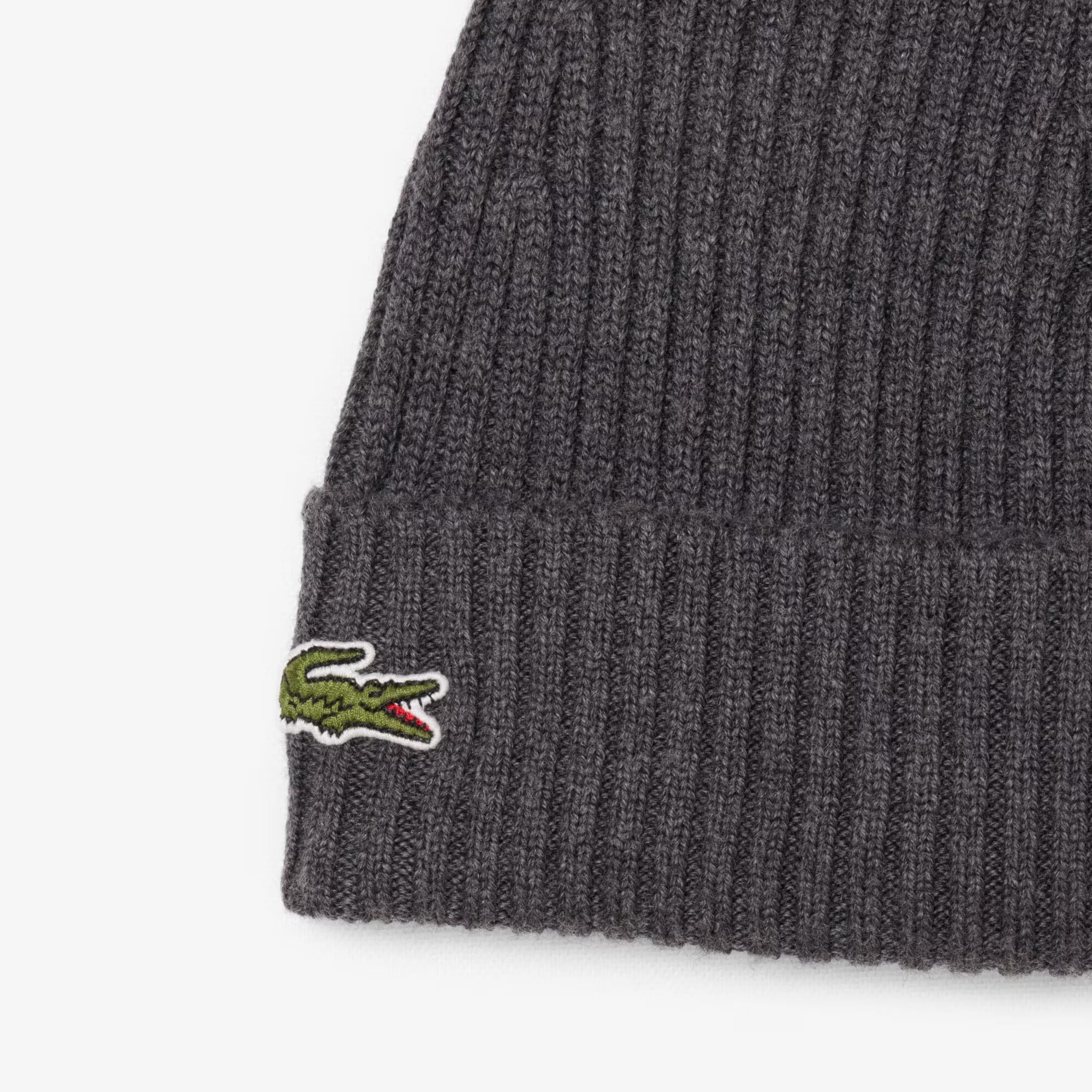 LACOSTE Berretto Unisex Lana Spazzolata Costine-Grigio Chine