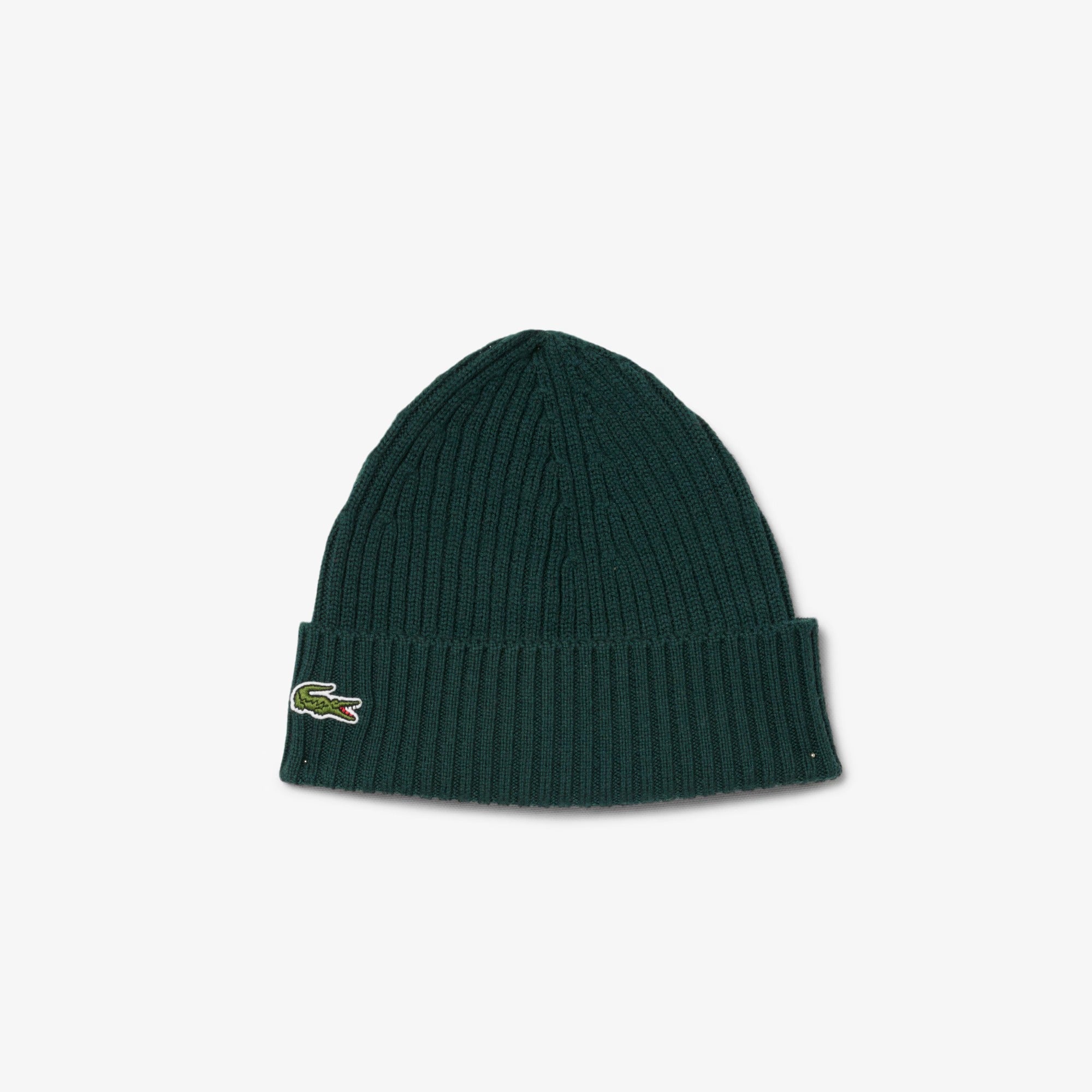 LACOSTE Berretto Unisex Lana Spazzolata Costine-Verde Sinople