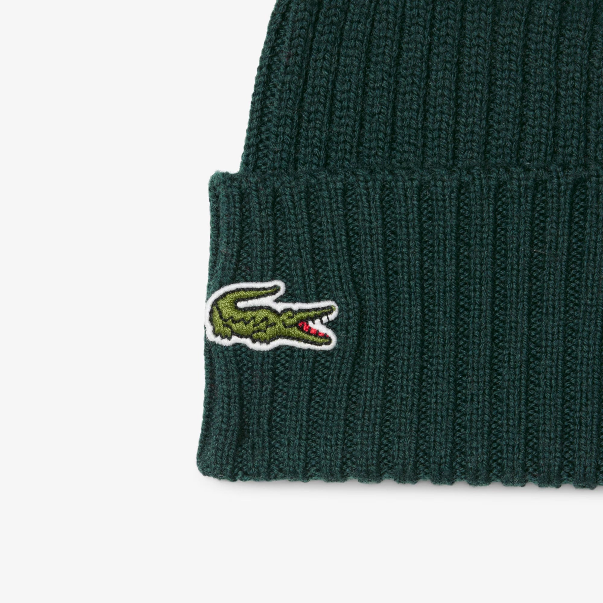 LACOSTE Berretto Unisex Lana Spazzolata Costine-Verde Sinople