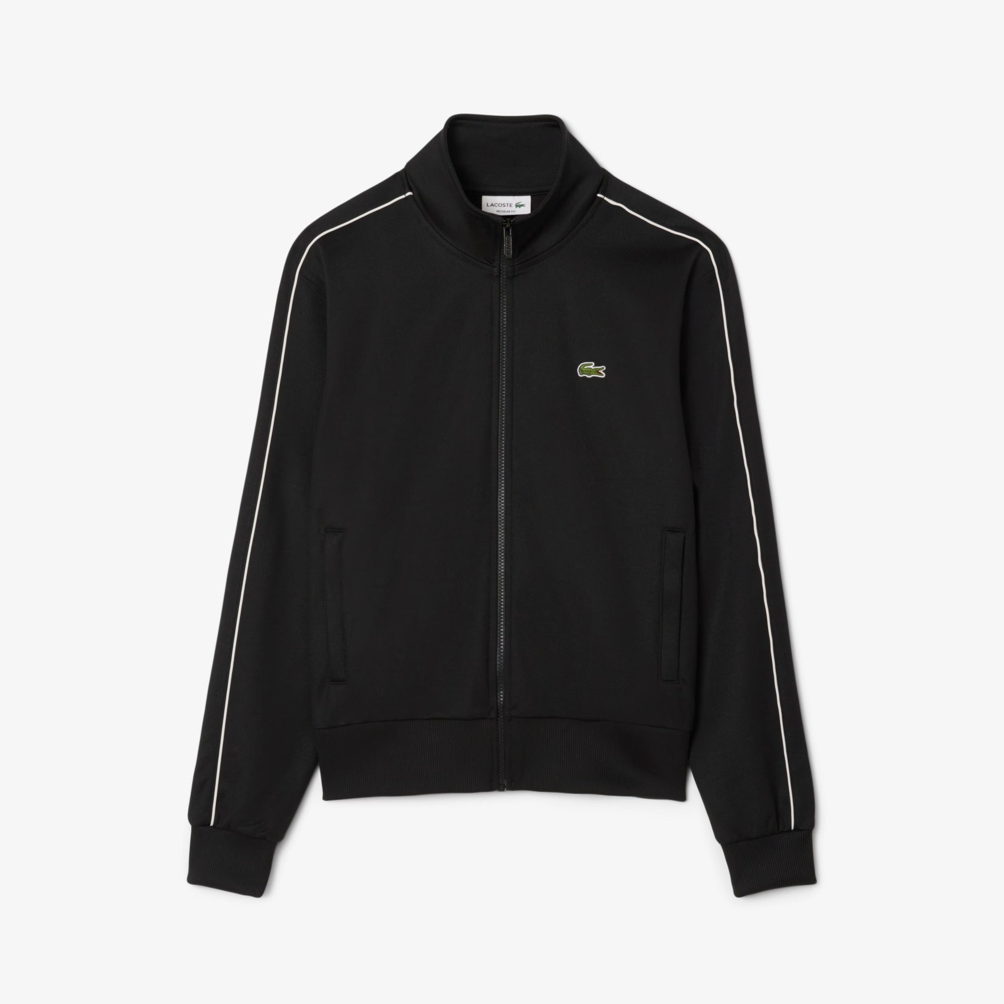 LACOSTE FELPA Uomo Piqué Zip-Nero