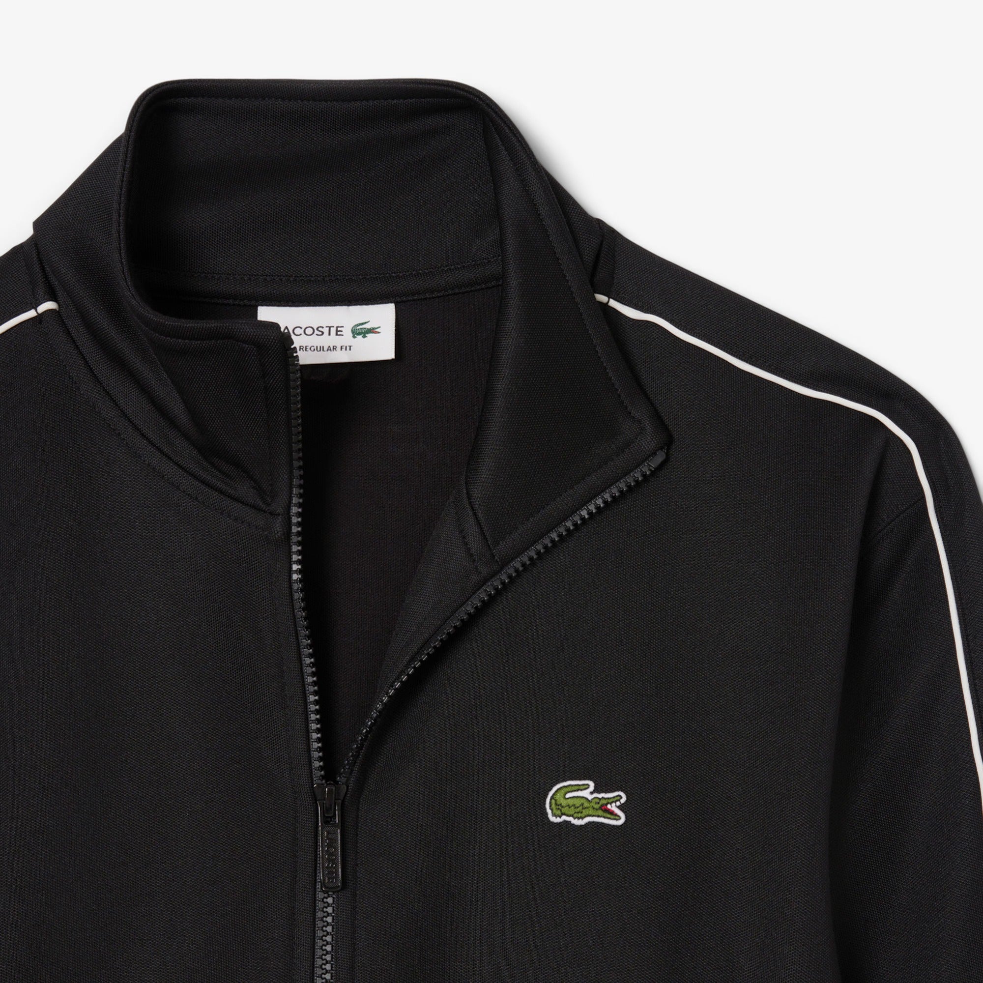 LACOSTE FELPA Uomo Piqué Zip-Nero
