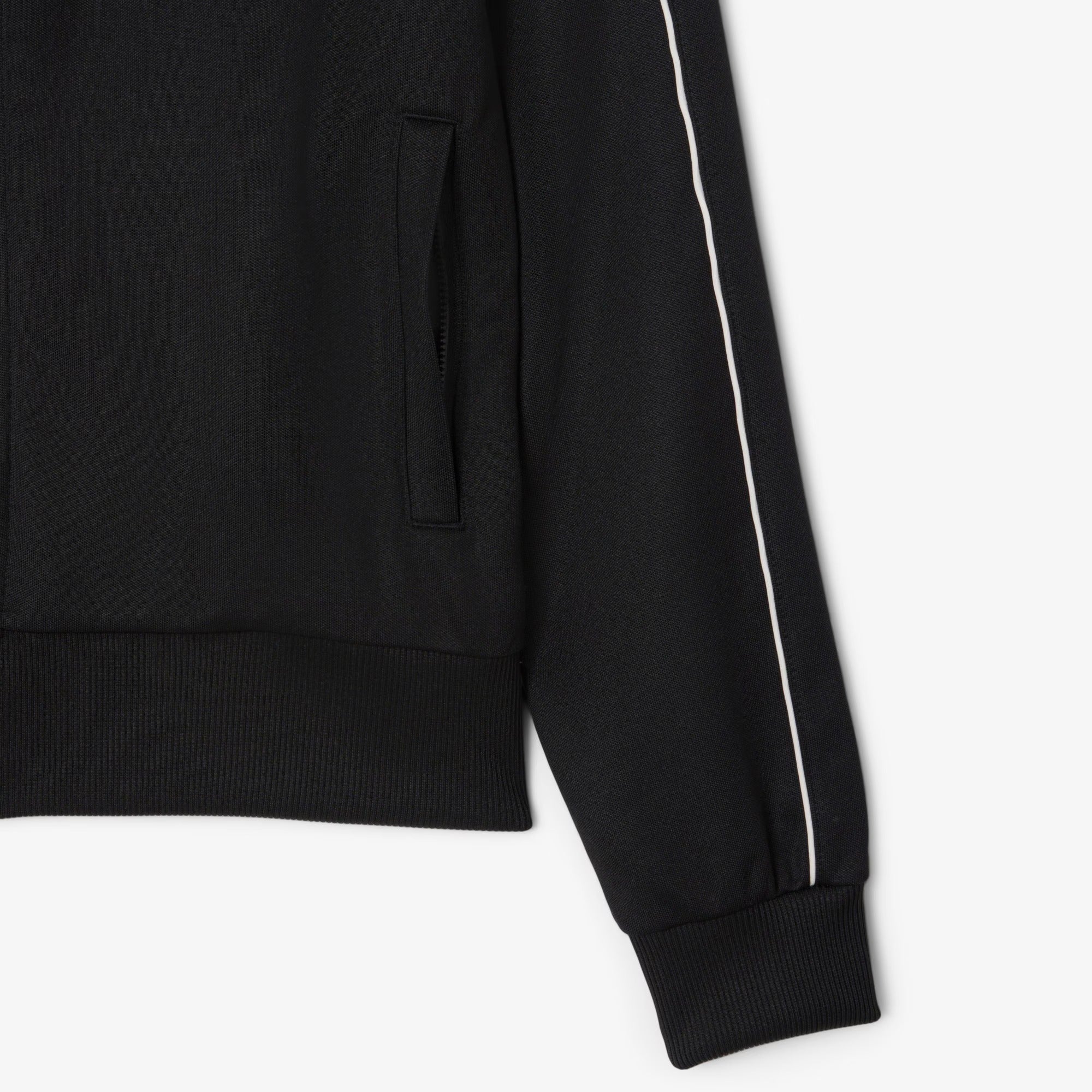LACOSTE FELPA Uomo Piqué Zip-Nero