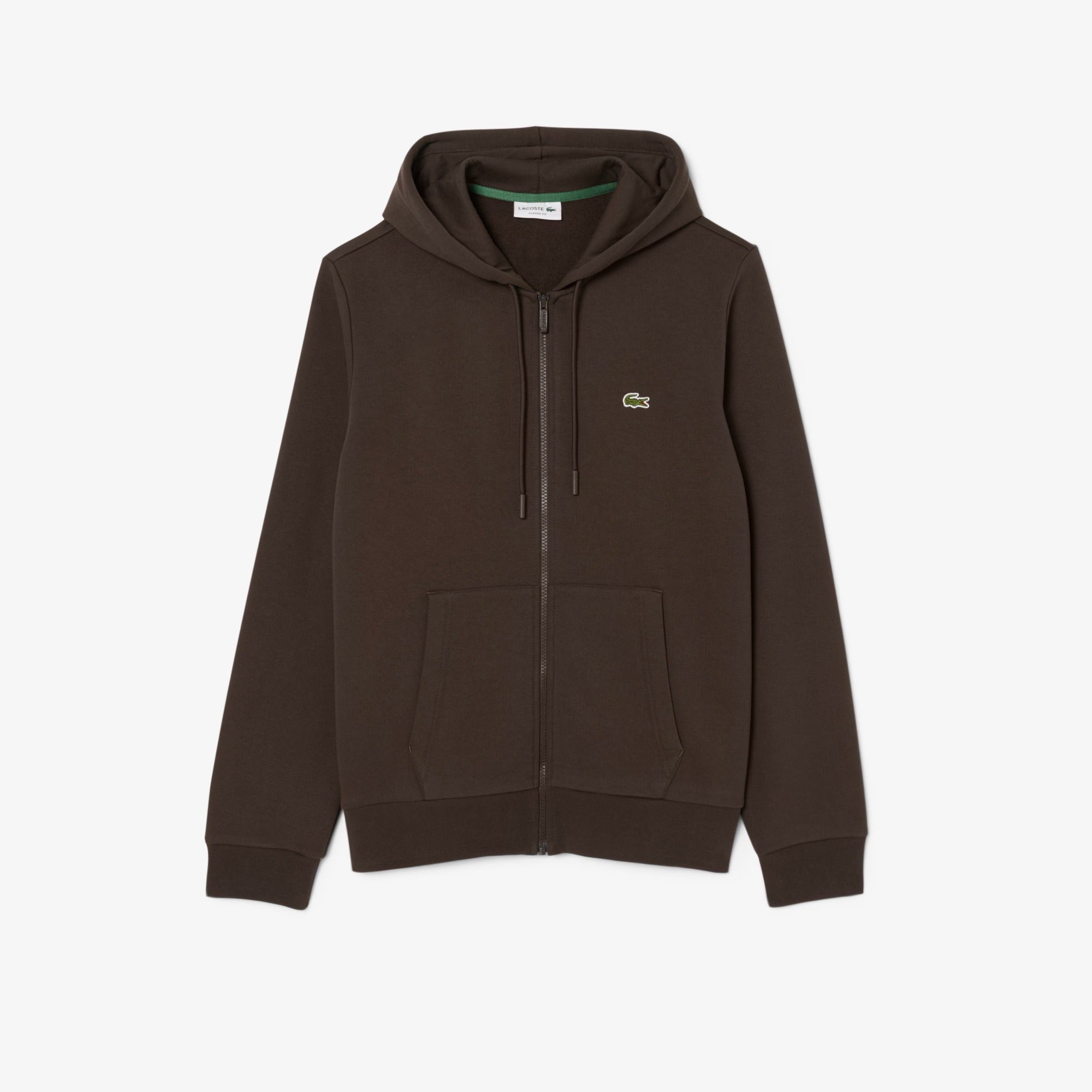 LACOSTE Felpa Uomo Cappuccio Zip-Marrone