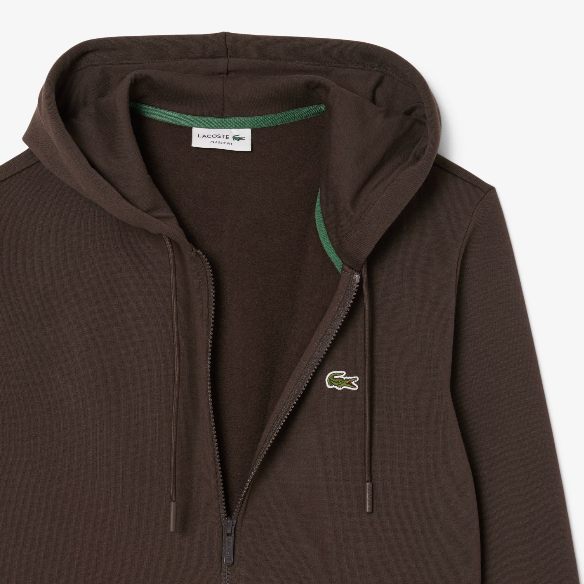 LACOSTE Felpa Uomo Cappuccio Zip-Marrone