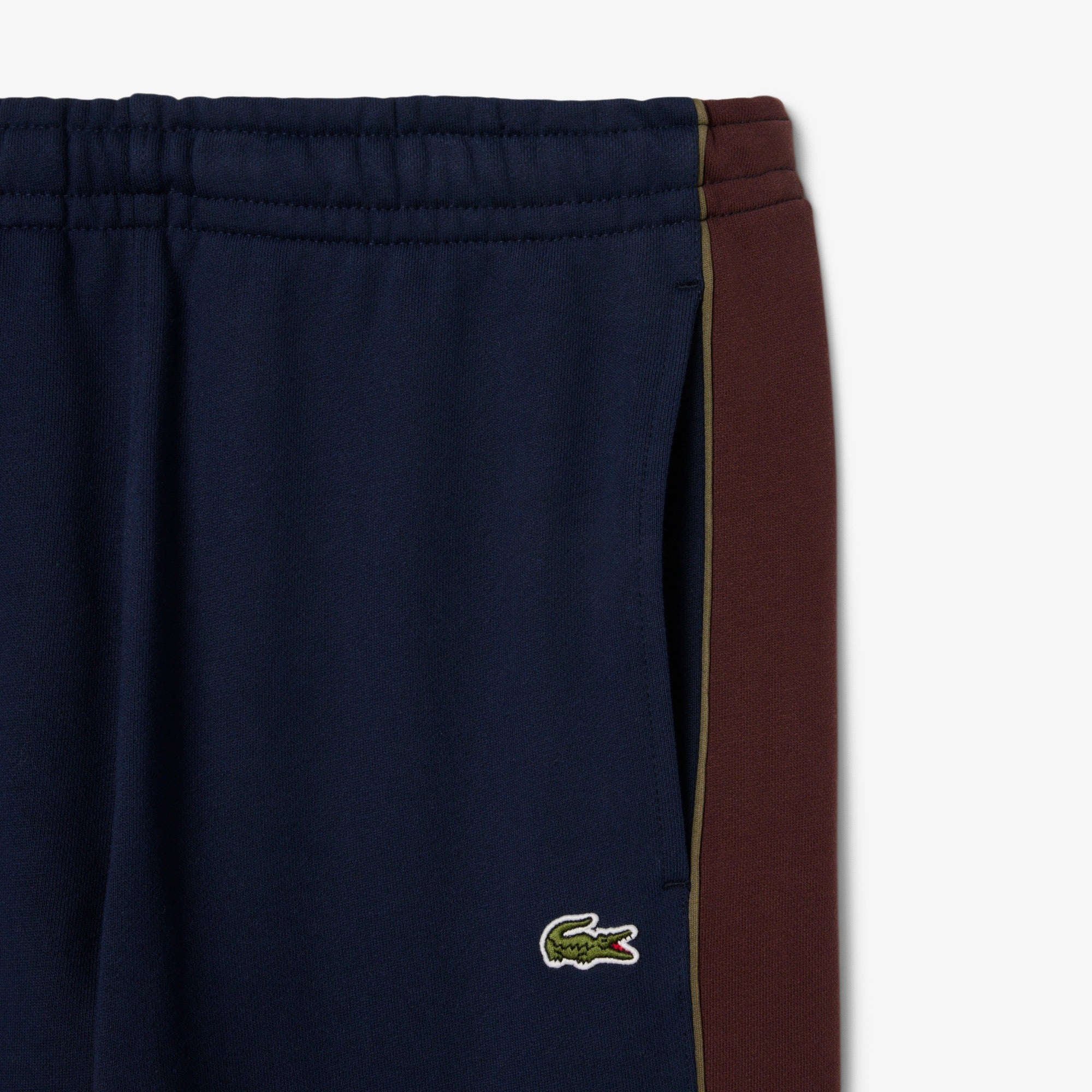 LACOSTE Pantalone Tuta Uomo Color Block Tapered Fit-Blu Navy Bianco Marrone