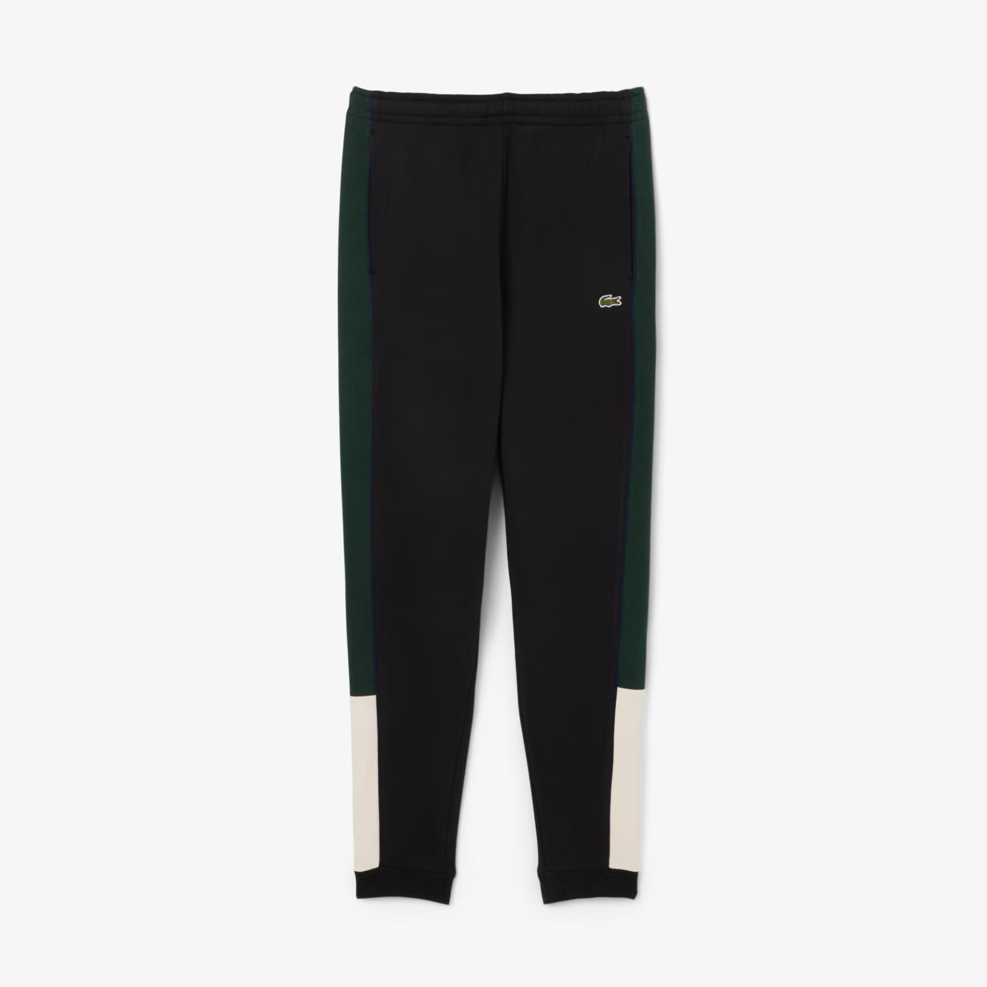 LACOSTE Pantalone Tuta Uomo Color Block Tapered Fit-Nero Bianco Verde