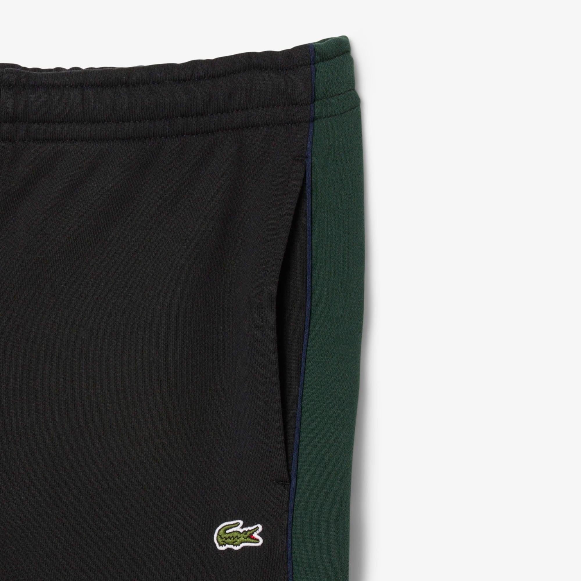 LACOSTE Pantalone Tuta Uomo Color Block Tapered Fit-Nero Bianco Verde