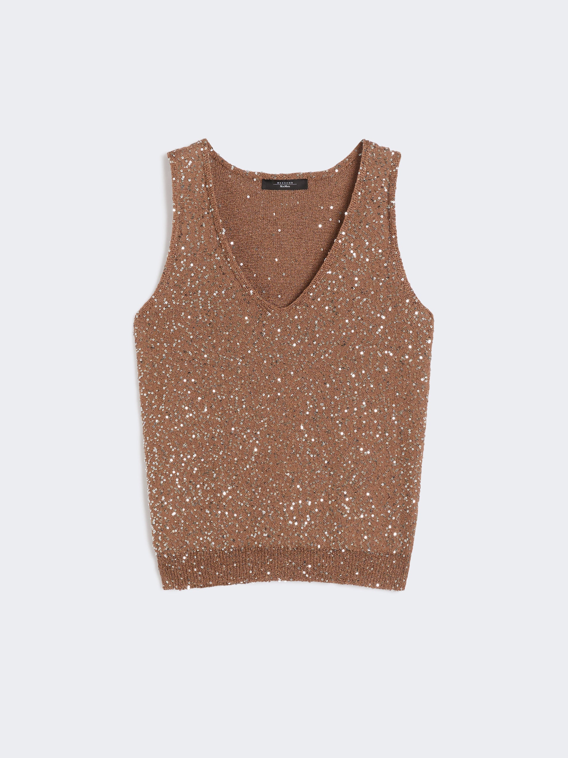 MAX MARA Maglia Acaici Paillettes-Marron Glacé