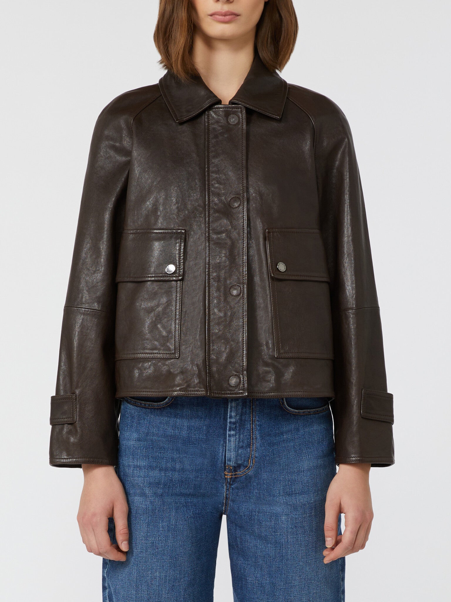 MAX MARA Giacca Berbice Pelle-Marrone Scuro