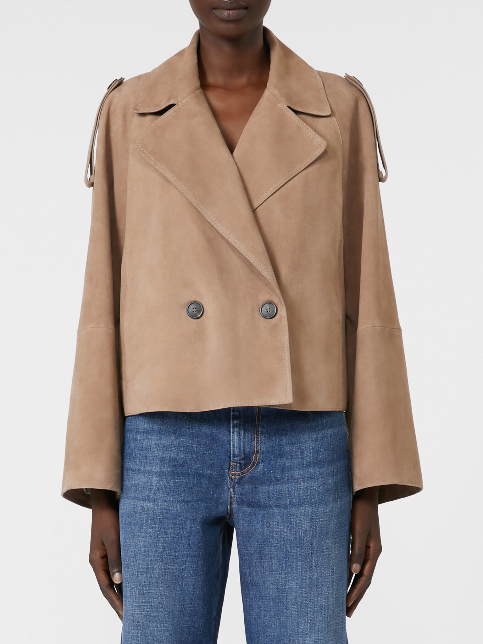 MAX MARA Giacca Maga Suede-Marron Glacé