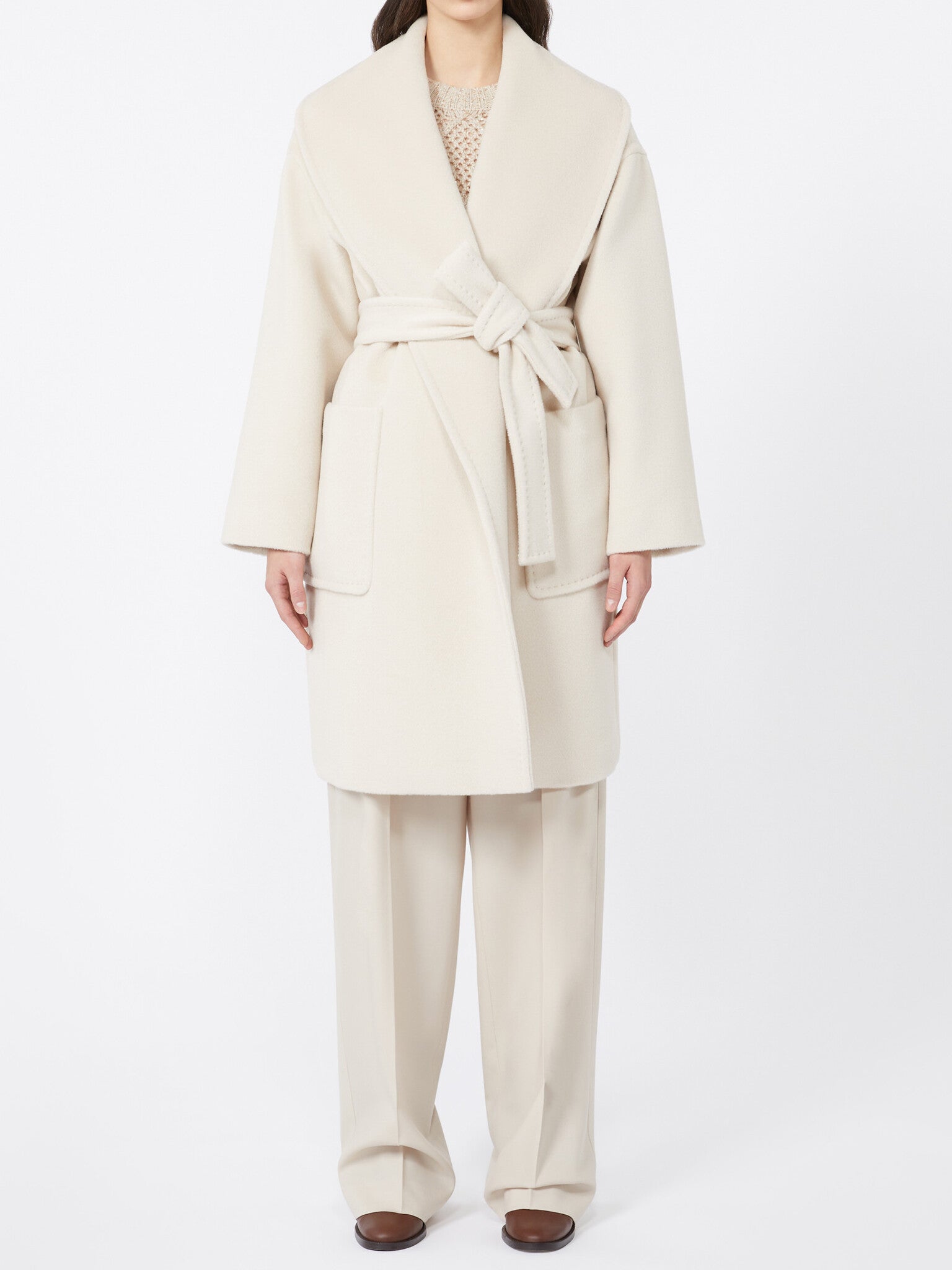 MAX MARA Cappotto Cloruro Alpaca Lana-Beige