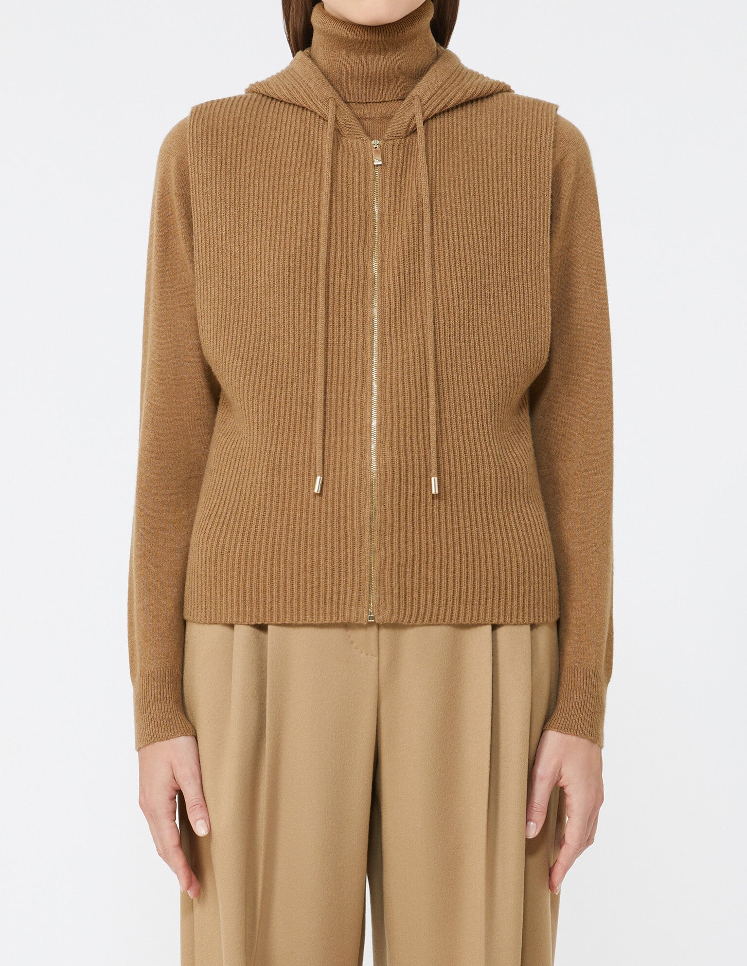 MAX MARA Gilet Mescal Lana Cashmere-Cammello