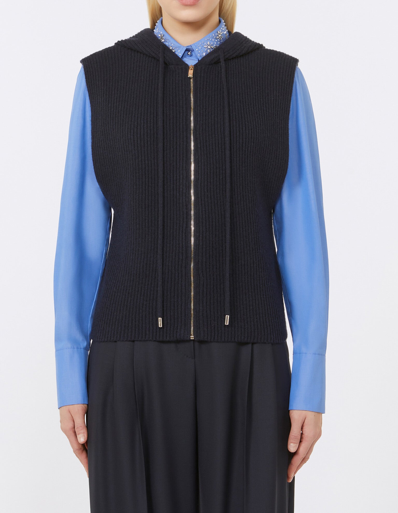 MAX MARA Gilet Mescal Lana Cashmere-Blu
