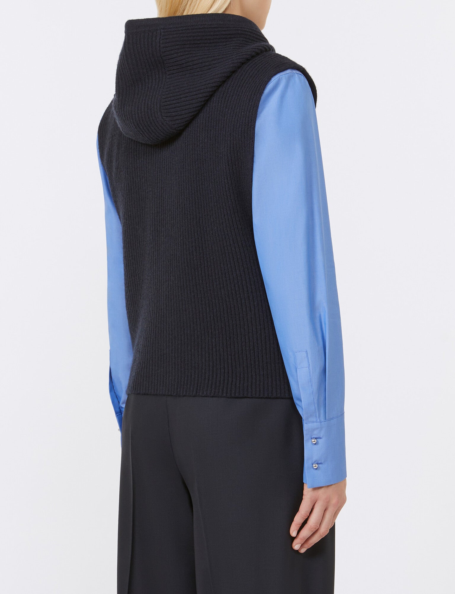 MAX MARA Gilet Mescal Lana Cashmere-Blu