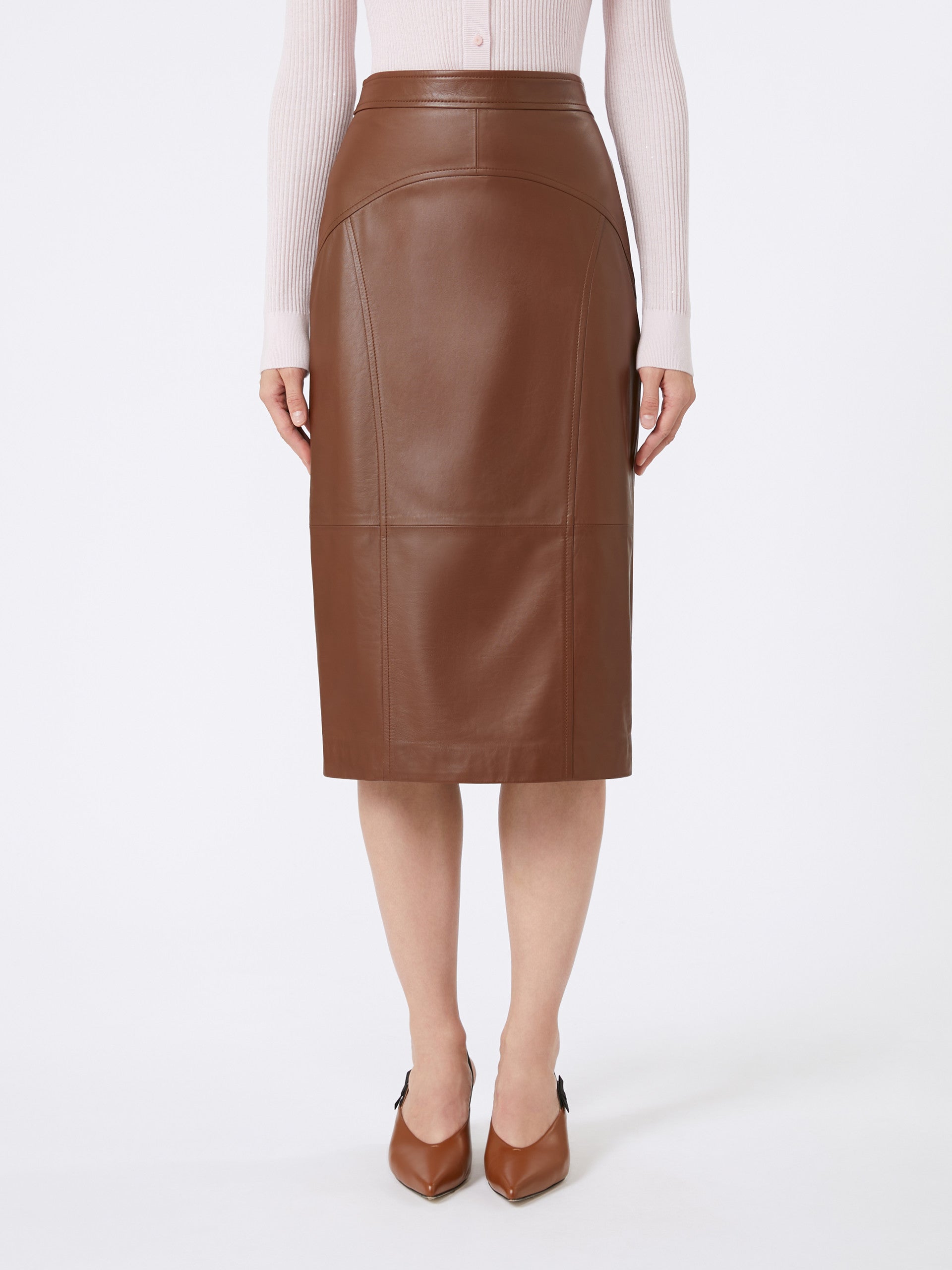 MAX MARA Gonna Taiga Pelle-Marrone