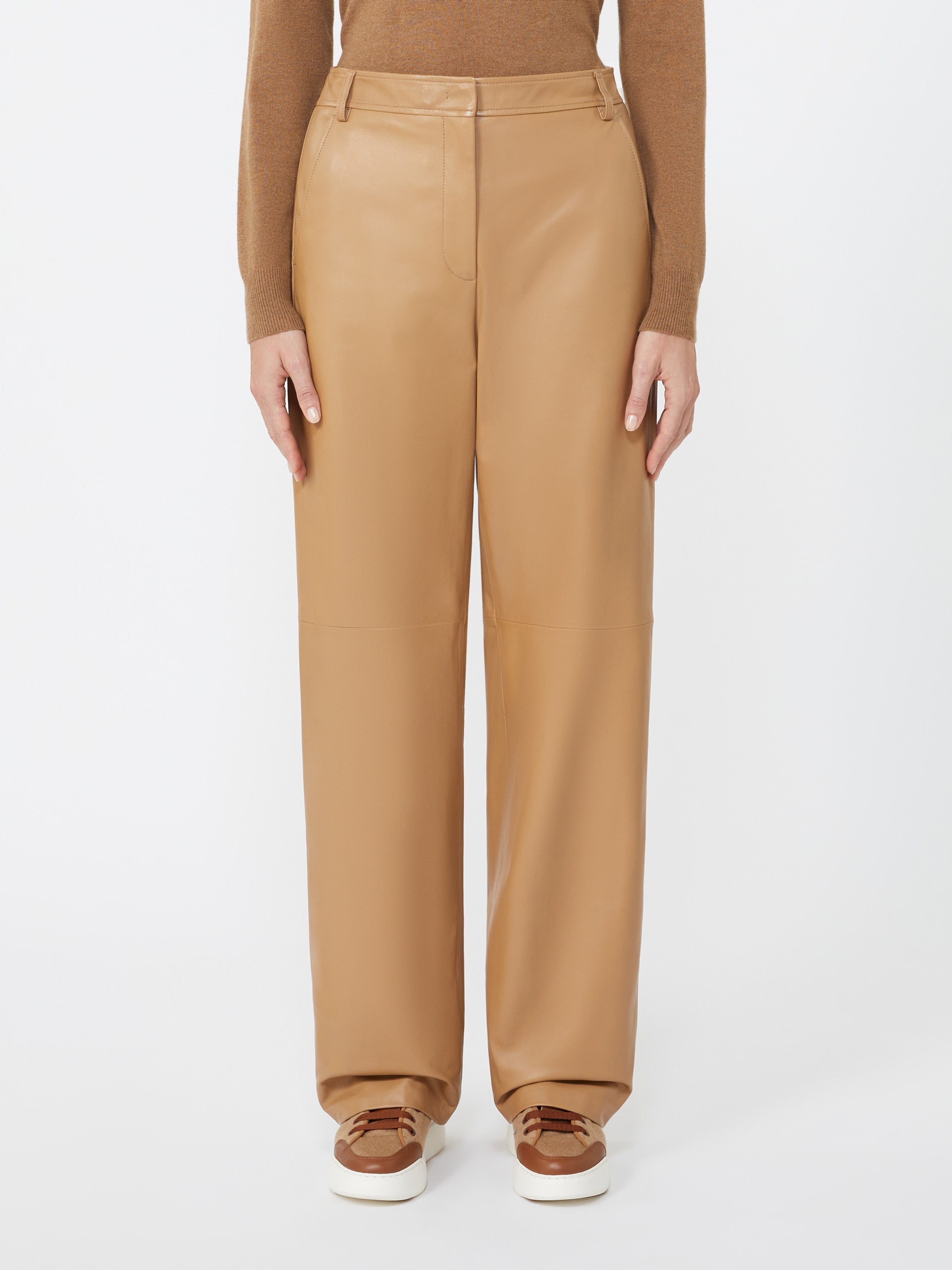 MAX MARA Pantalone Rimmel Pelle-Cammello