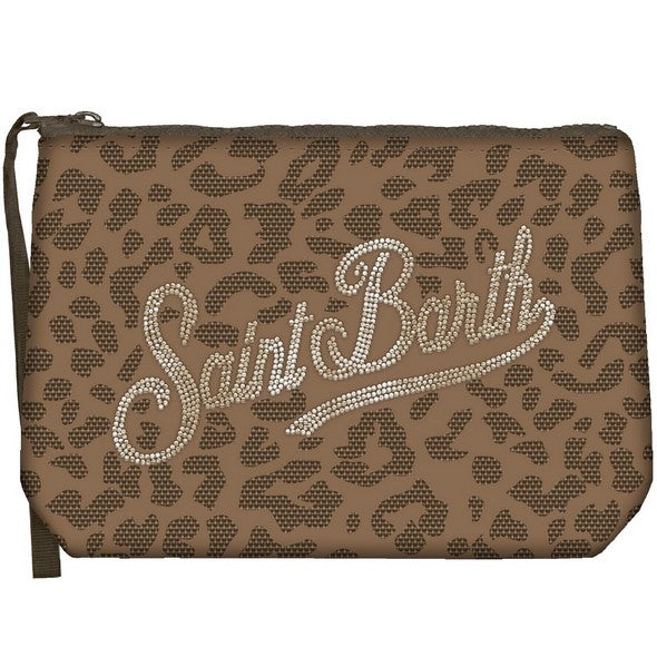 MC2 SAINT BARTH POCHETTE ALINE STRASS Leopard-Marrone