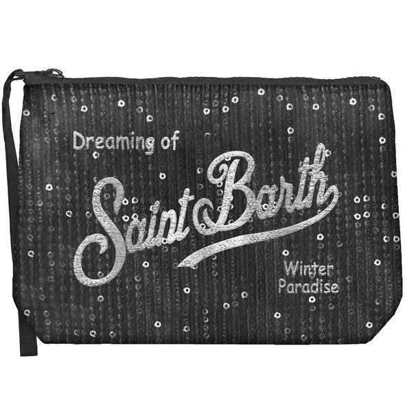 MC2 SAINT BARTH POCHETTE ALINE VELVET PAILLETTES-Nero
