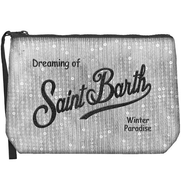 MC2 SAINT BARTH POCHETTE ALINE VELVET PAILLETTES-Argento