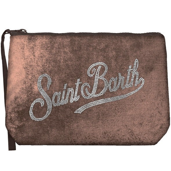 MC2 SAINT BARTH POCHETTE ALINE VELVET-Strass Marrone