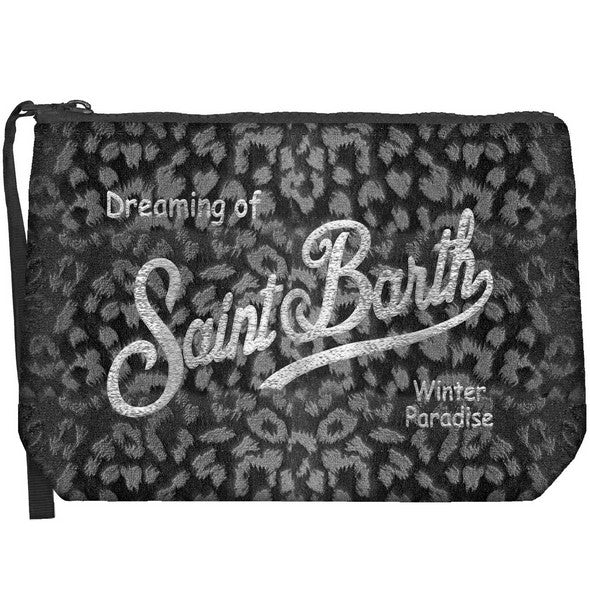 MC2 SAINT BARTH POCHETTE ALINE VELVET-Animalier Nero