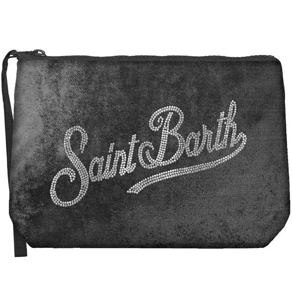 MC2 SAINT BARTH POCHETTE ALINE VELVET-Strass Nero