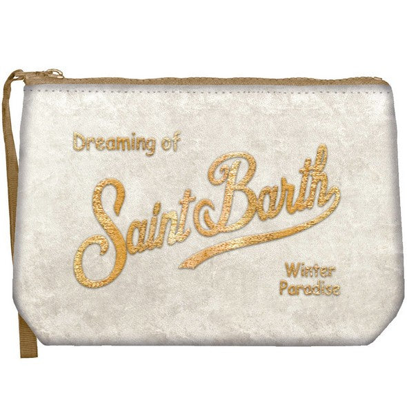 MC2 SAINT BARTH POCHETTE ALINE VELVET-Bianco Sporco