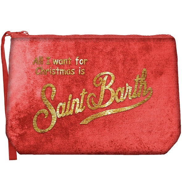 MC2 SAINT BARTH POCHETTE ALINE VELVET-Xmas Rosso