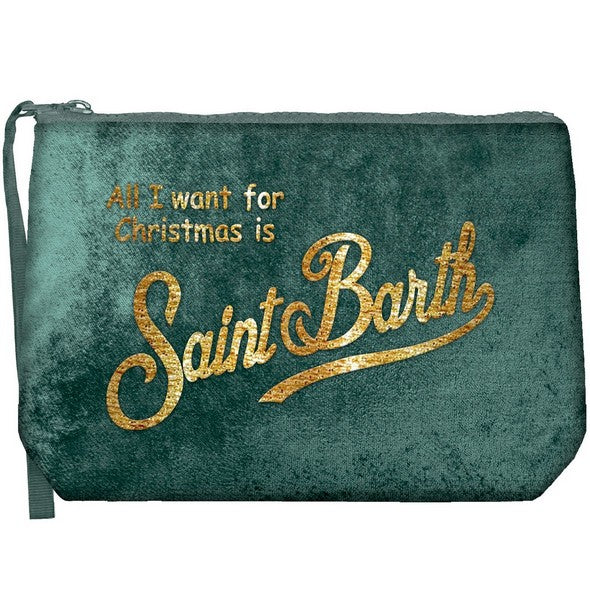 MC2 SAINT BARTH POCHETTE ALINE VELVET-Xmas British Green
