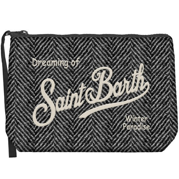 MC2 SAINT BARTH POCHETTE ALINE WOOL-Herringbone Nero