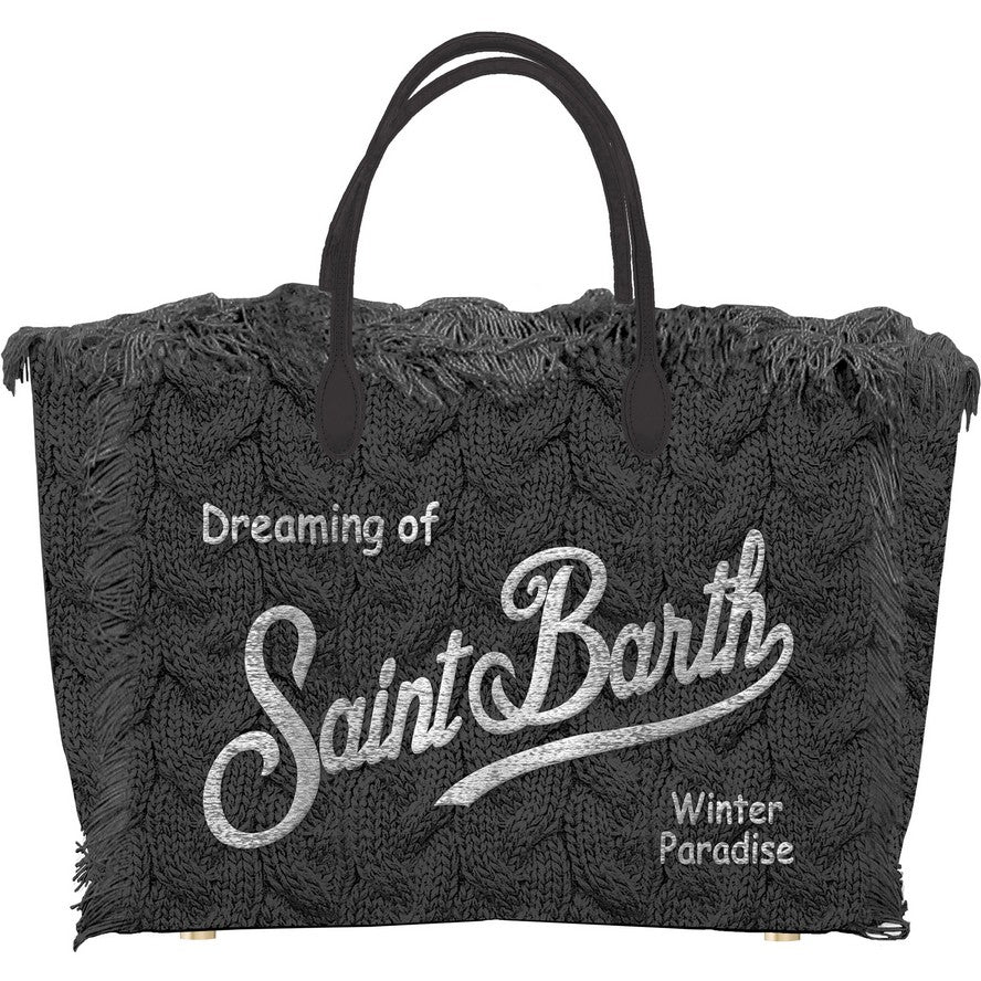 MC2 SAINT BARTH Borsa Colette Wool Braid-Nero Argento