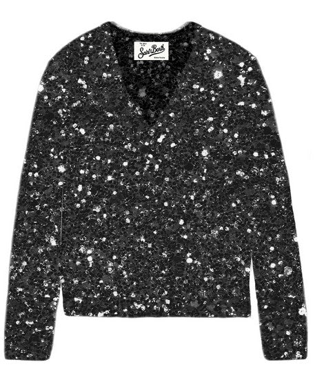 MC2 SAINT BARTH Maglione Donna Elara Paillettes-Nero