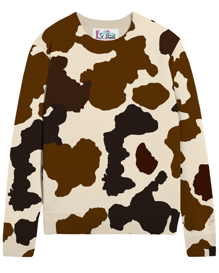 MC2 SAINT BARTH Maglione Donna NEW QUEEN PRINTED-Cow Skin Off White