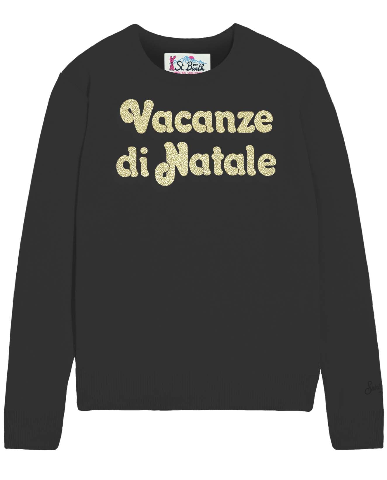 MC2 SAINT BARTH Maglione Donna NEW QUEEN-Vacanze Logo Nero