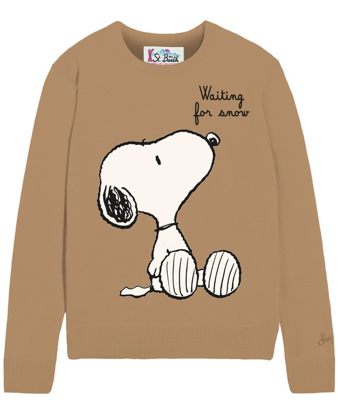 MC2 SAINT BARTH Maglione Donna NEW QUEEN-Snoopy Waiting Marrone