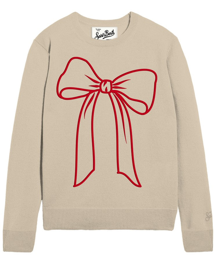 MC2 SAINT BARTH Maglione Donna NEW QUEEN-Big Bow Beige