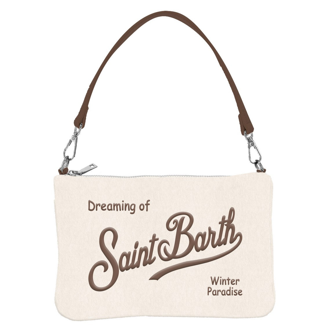 MC2 SAINT BARTH Pochette PARISIENNE MINI FELT-Off White Marrone