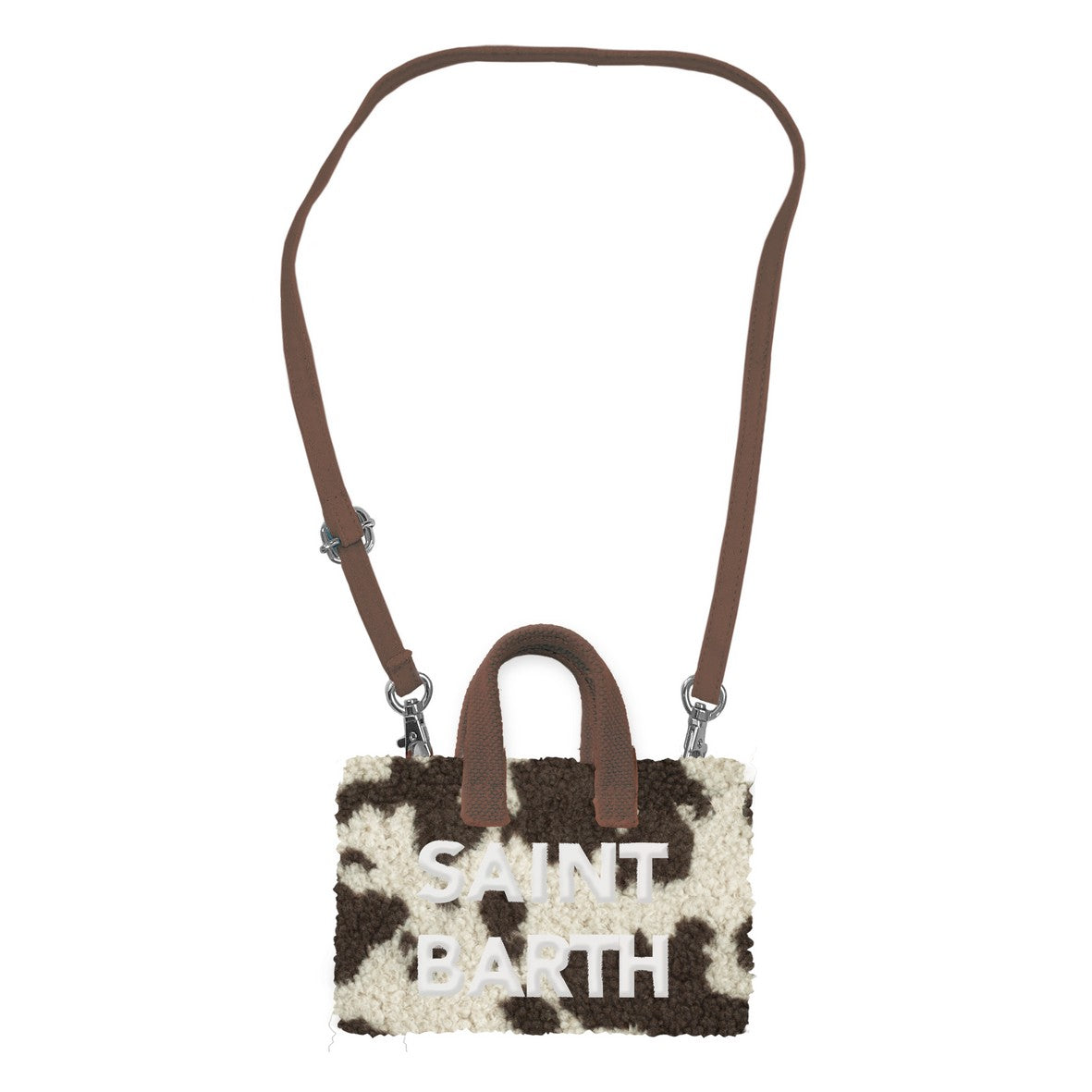 MC2 SAINT BARTH Borsa Porta Cellulare PHONE BAG TEDDY-Cow Bianco Marrone