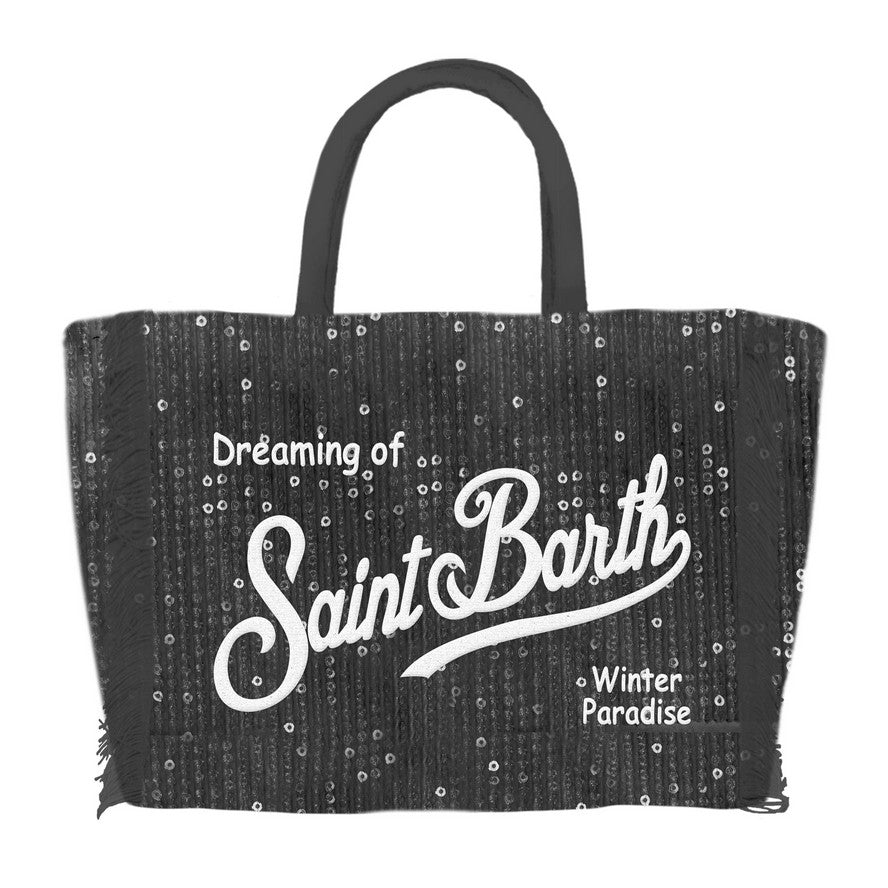 MC2 SAINT BARTH Borsa Vanity Mini Velvet-Paillettes Nero