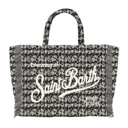 MC2 SAINT BARH Borsa VANITY MINI TWEED-Nero Bianco