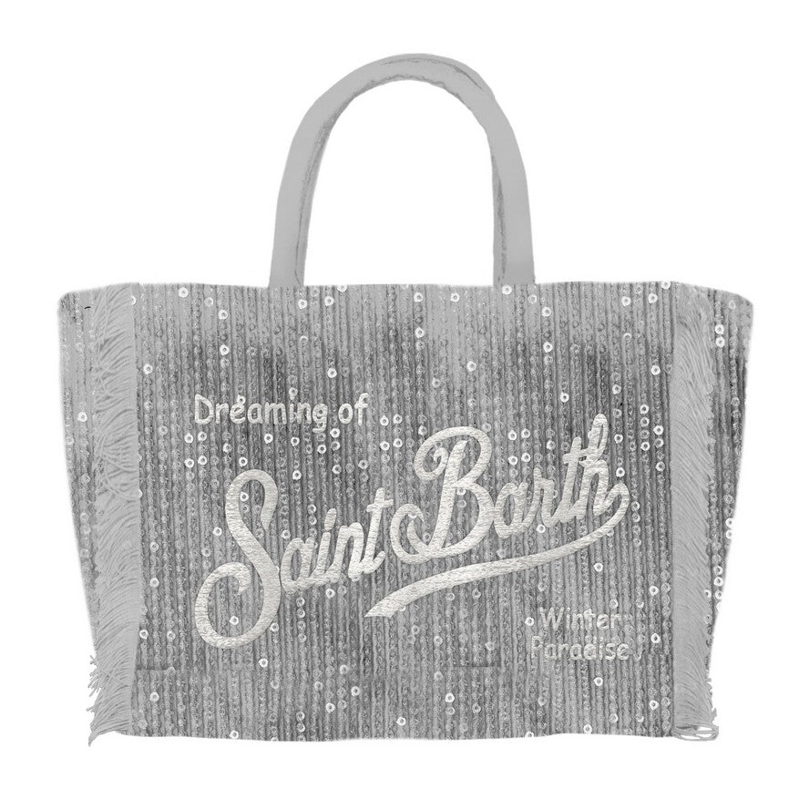 MC2 SAINT BARTH Borsa VANITY MINI VELVET-Paillettes Argento