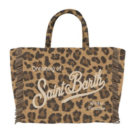MC2 SAINT BARTH Borsa Vanity Mini Felt-Leopard Marrone