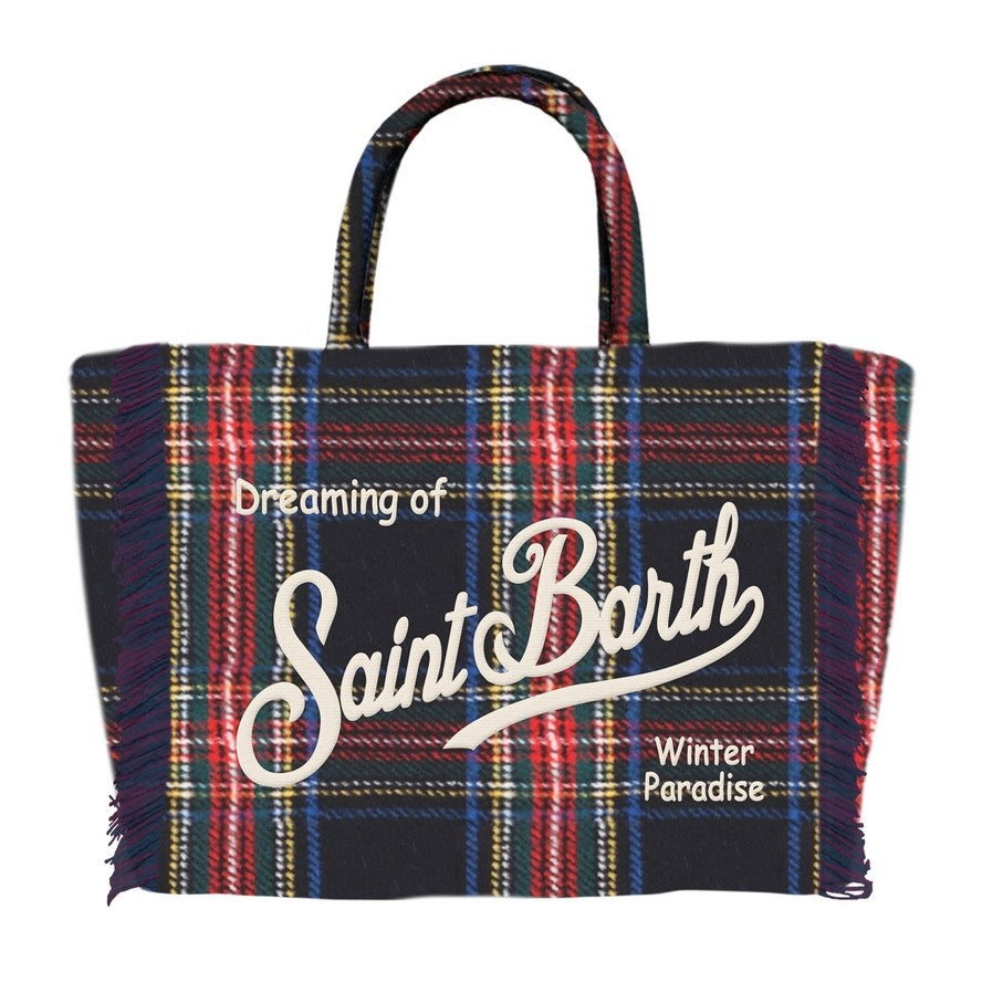 MC2 SAINT BARTH Borsa VANITY MINI WOOL-Tartan Navy