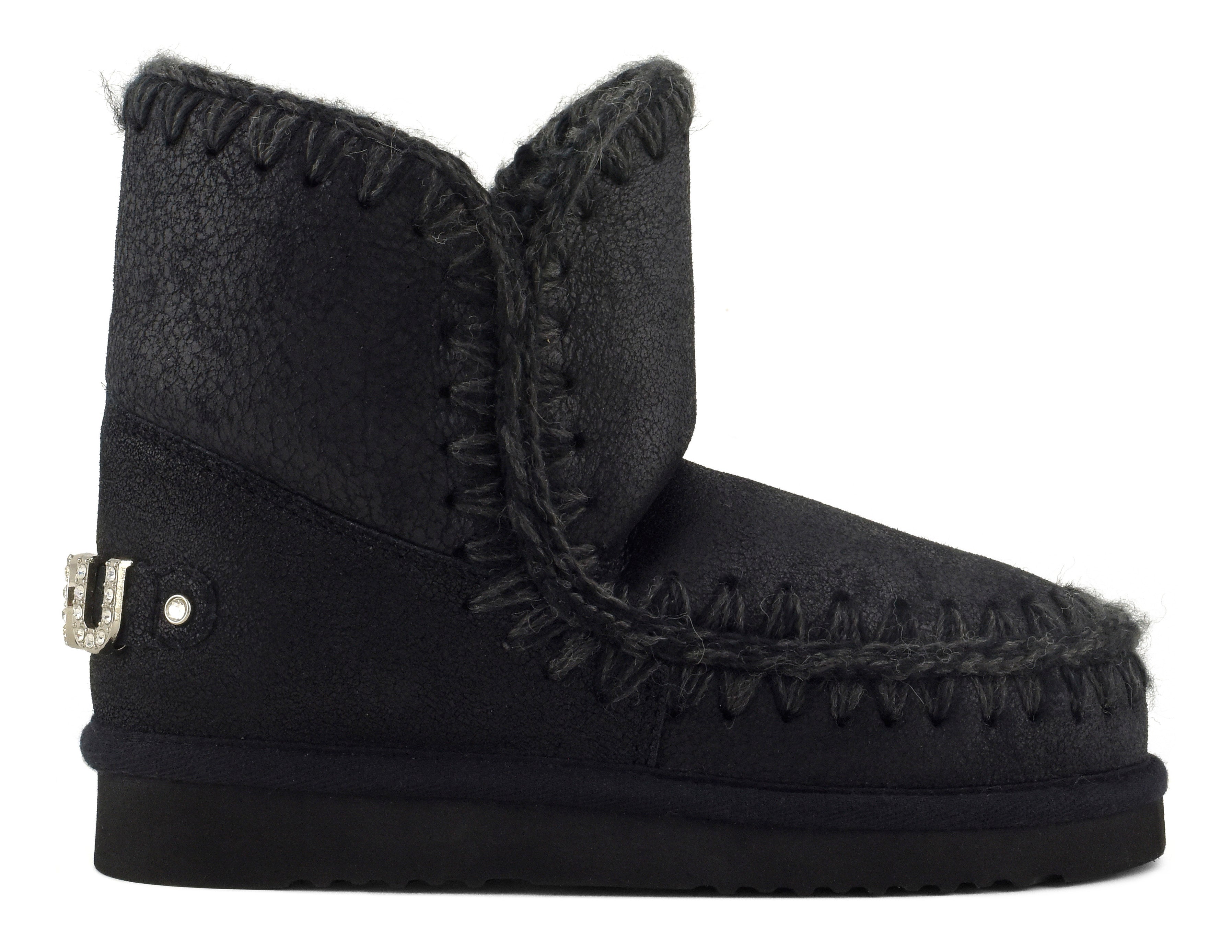 MOU Stivaletto Donna Eskimo 18 Rhinestones Logo-Cracked Black