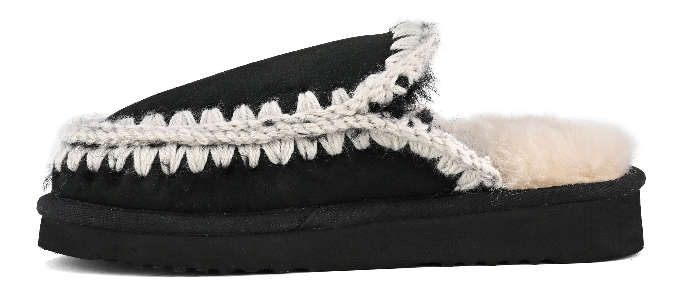 MOU Ciabatta Donna Eskimo Stitching Clog-Black White
